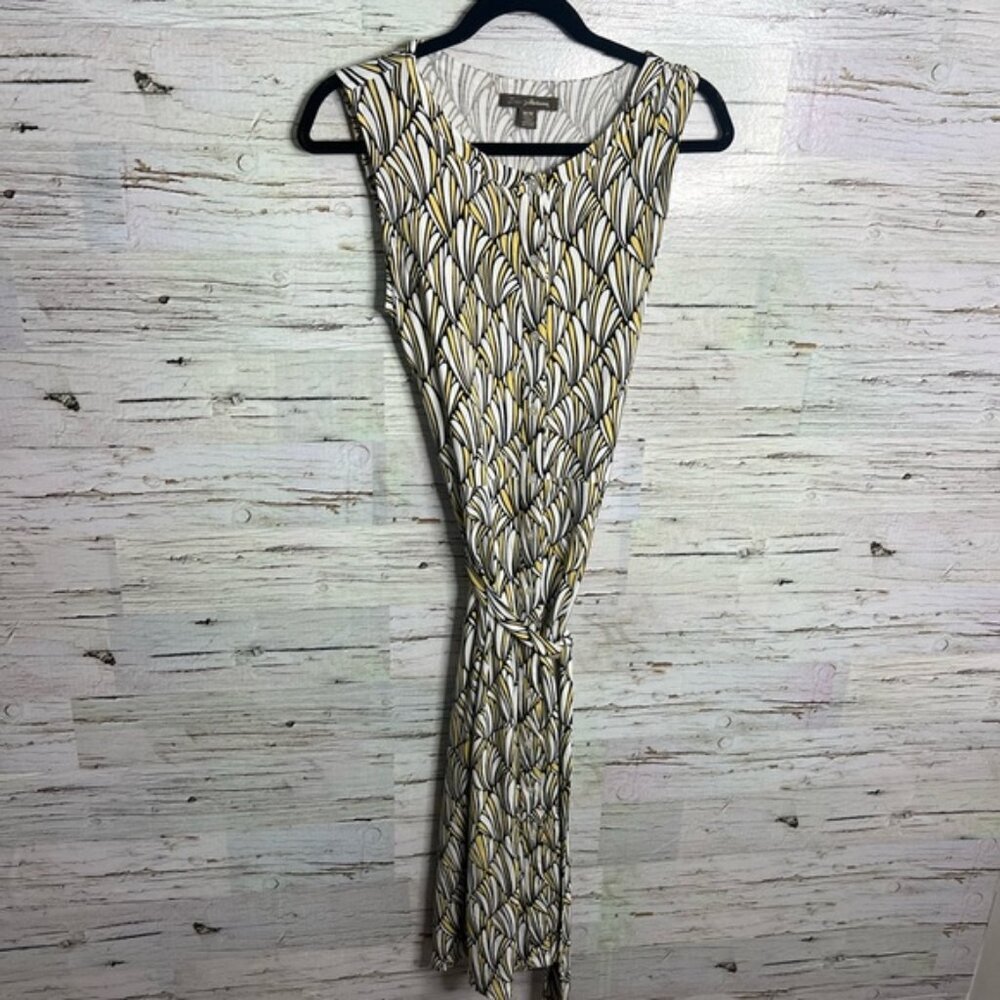 Tommy Bahama Cream, Black and Yellow Sleeveless Printed Maxi Dress